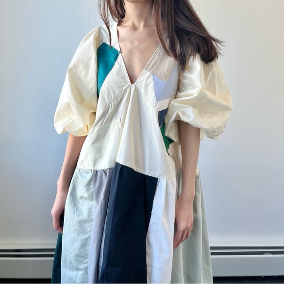 Cloudy Meadow Dress | Handmade V-Neck Patchwork Dress SKU 01172 - Picture 14 of 16